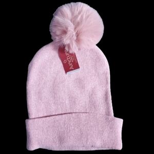 Juncture Pink Knit Pom-Pom Beanie